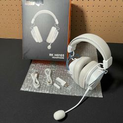 New RK ROYAL KLUDGE HG103 Wireless Gaming Headset for PS5/4, Xbox, PC, Switch, BT5.3/2.4G/3.5mm Wired RGB Over Ear Headphones W/ Noise Canceling Mic, 