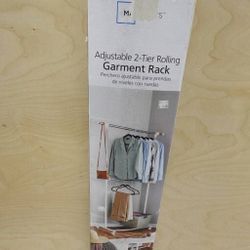Mainstays 2 Tier Adjustable Chrome Garment Rack with Silver Metal Rod