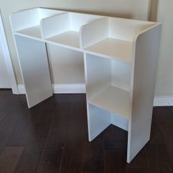 Costway 3 Shelves Modern Desk Standard Bookcase, Wood White, 29"