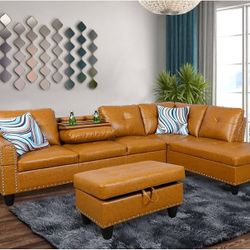 Sectional Sofa with Ottoman and Storage 