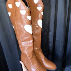 Mid-calf boots cowgirl with a heart decor embroidered western Tall Boot