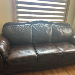 2 Brown Leather Sofas 