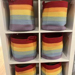 6 Rainbow Rope Baskets