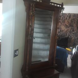 Hall Tree With Bebeled Mirror Mail Slot Box