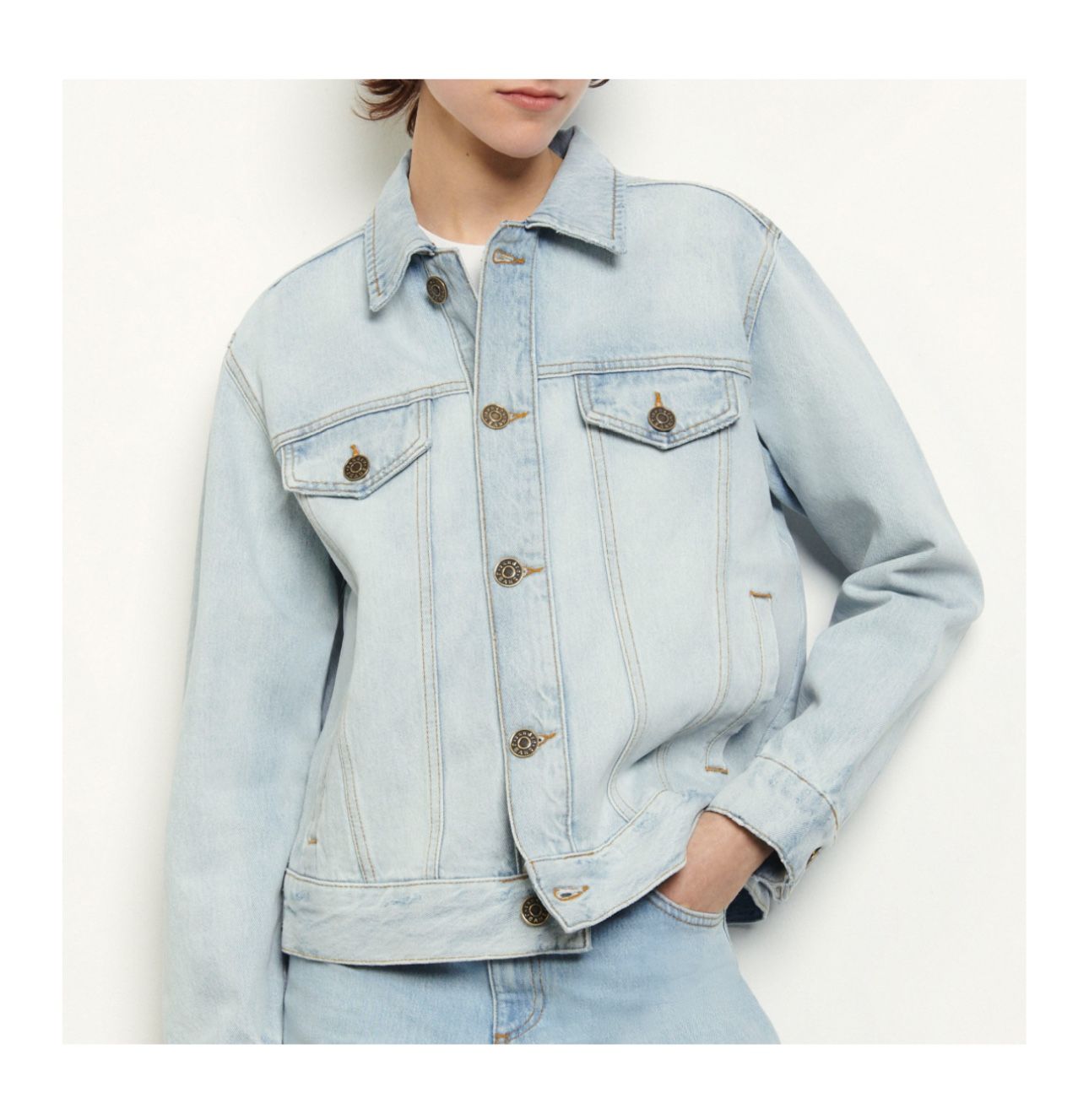 Sandro Paris Denim Jacket Like New Excellent Condition Size 8 (like US Medium)