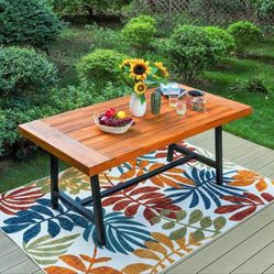Black Rectangle Wood Patio Outdoors Table 