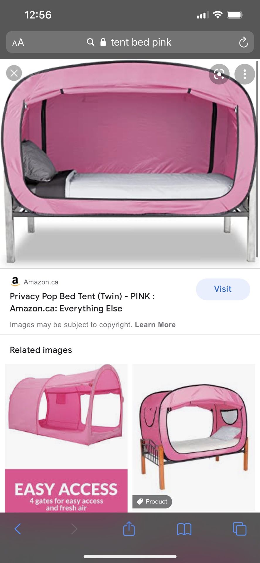 Pink Twin Privacy Pop Tent Bed And Mattress