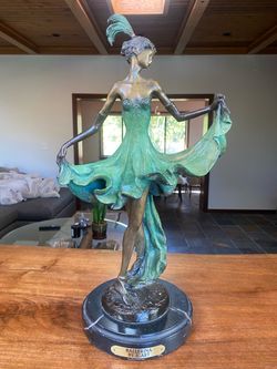 SOLID BRONZE STATUE BALLERINA BY ICART MARBLE BASE