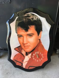 Elvis Clock 22in by 16 in Works Good