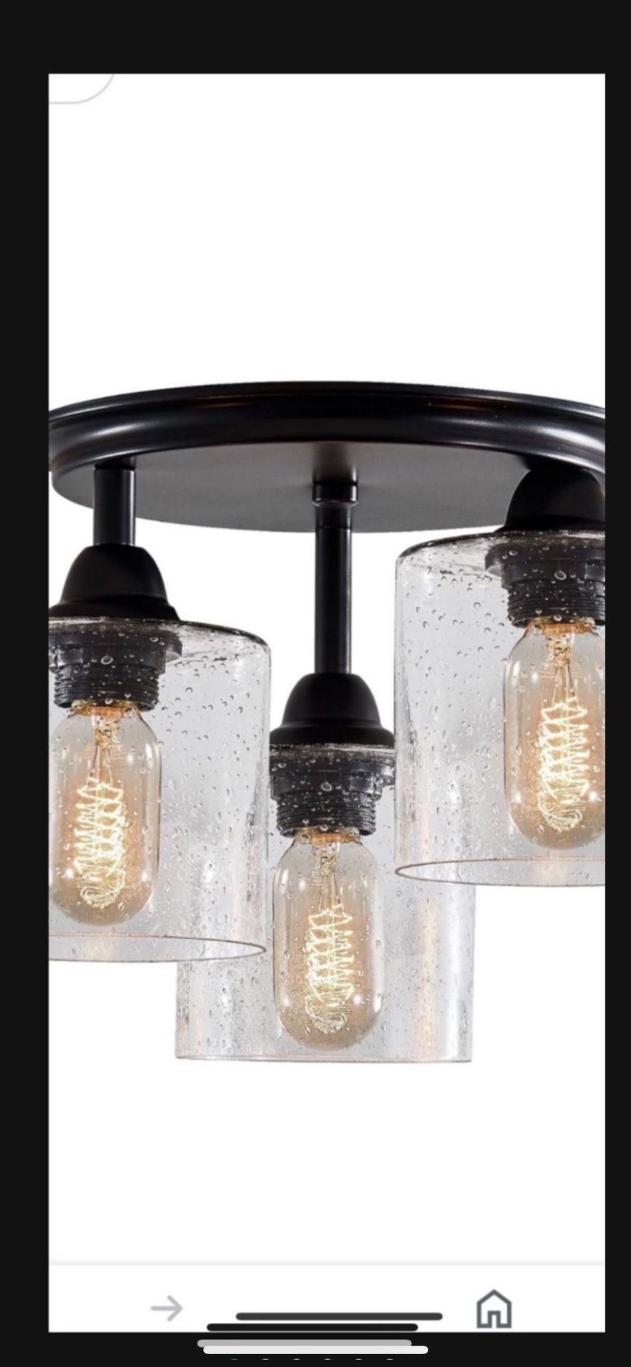 LEDIARY Semi Flush Mount Ceiling Light, 3-Light Industrial Black Matte Light Fixtures Ceiling Mount, Hallway Light Fixtures with Clear Seeded Glass Sh