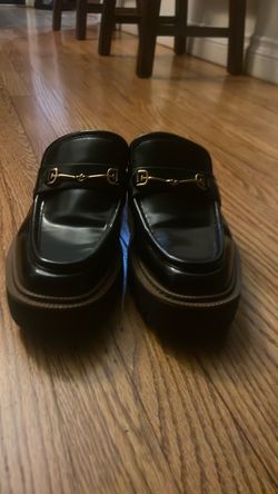 Sam Edelman Black Patent Leather Slip on Loafer Clogs Platform Mules￼