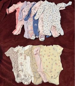 New born babygirl onesies and footie pajamas