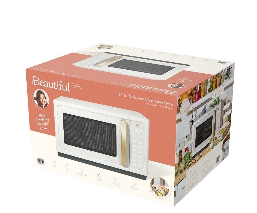Beautiful 1.1 Cu Ft Sensor Microwave Oven, White Icing by Drew Barrymore