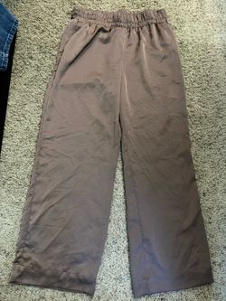 Taupe Wide-Leg Elastic Waist Pants