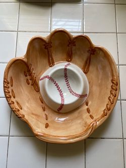 Baseball Glove Chip n Dip bowl