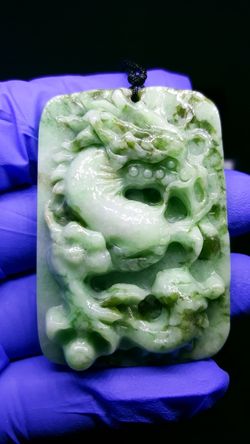 Burmese type A jade Jadeite pendant Dragon.