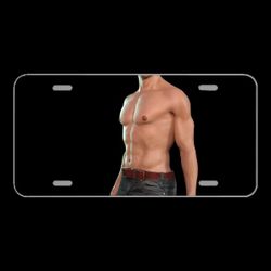 License Plate Novelty Car Front Man Sexy Male Model Muscles Figure