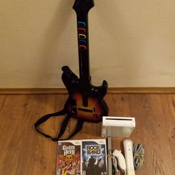 Nintendo Wii Guitar Hero/Rock Band Video Game Console Set