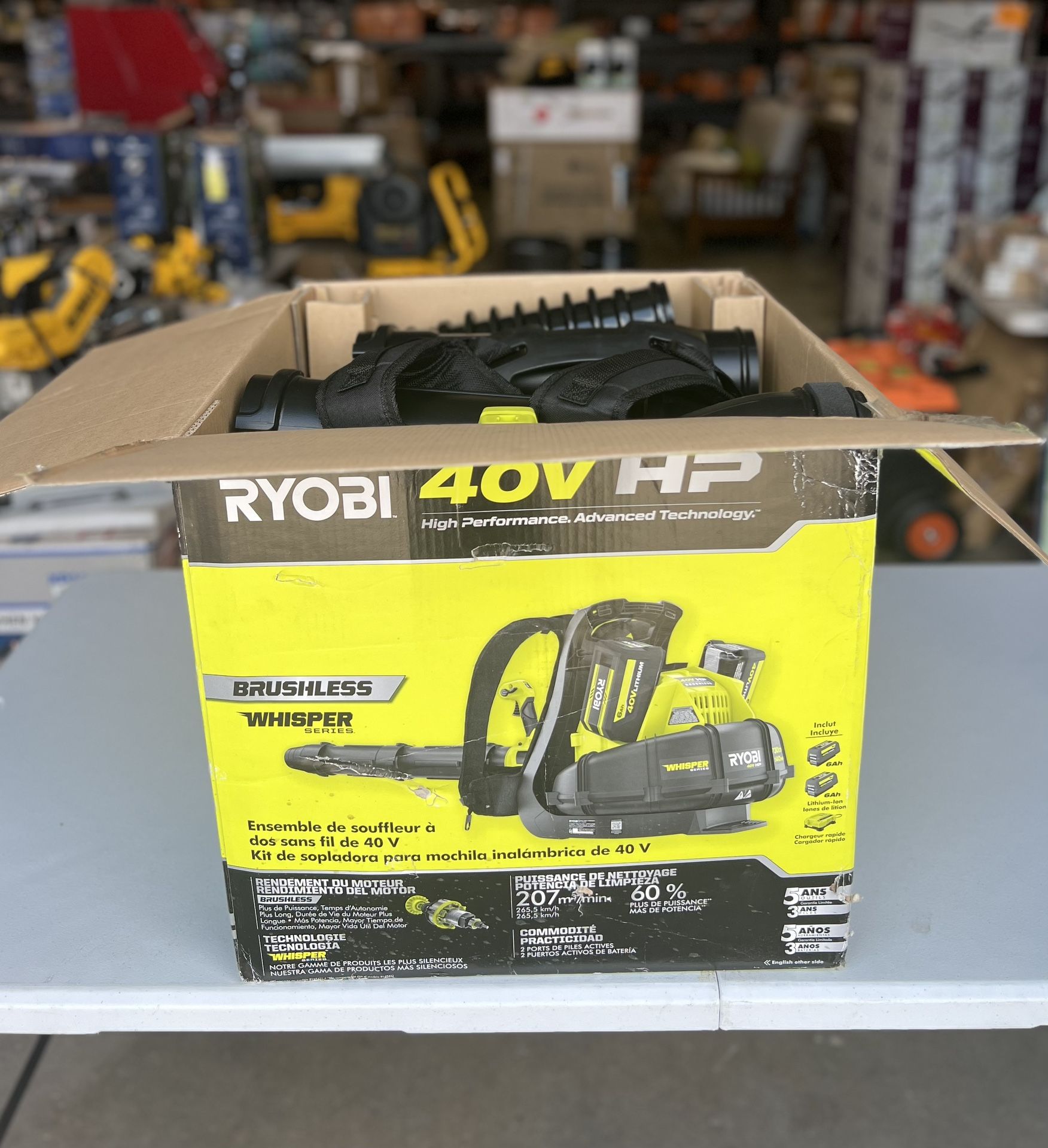 RYOBI 40V HP Brushless Whisper Series 165 MPH 730 CFM Cordless Battery Backpack Blower with (2) 6.0 Ah Batteries and Charger