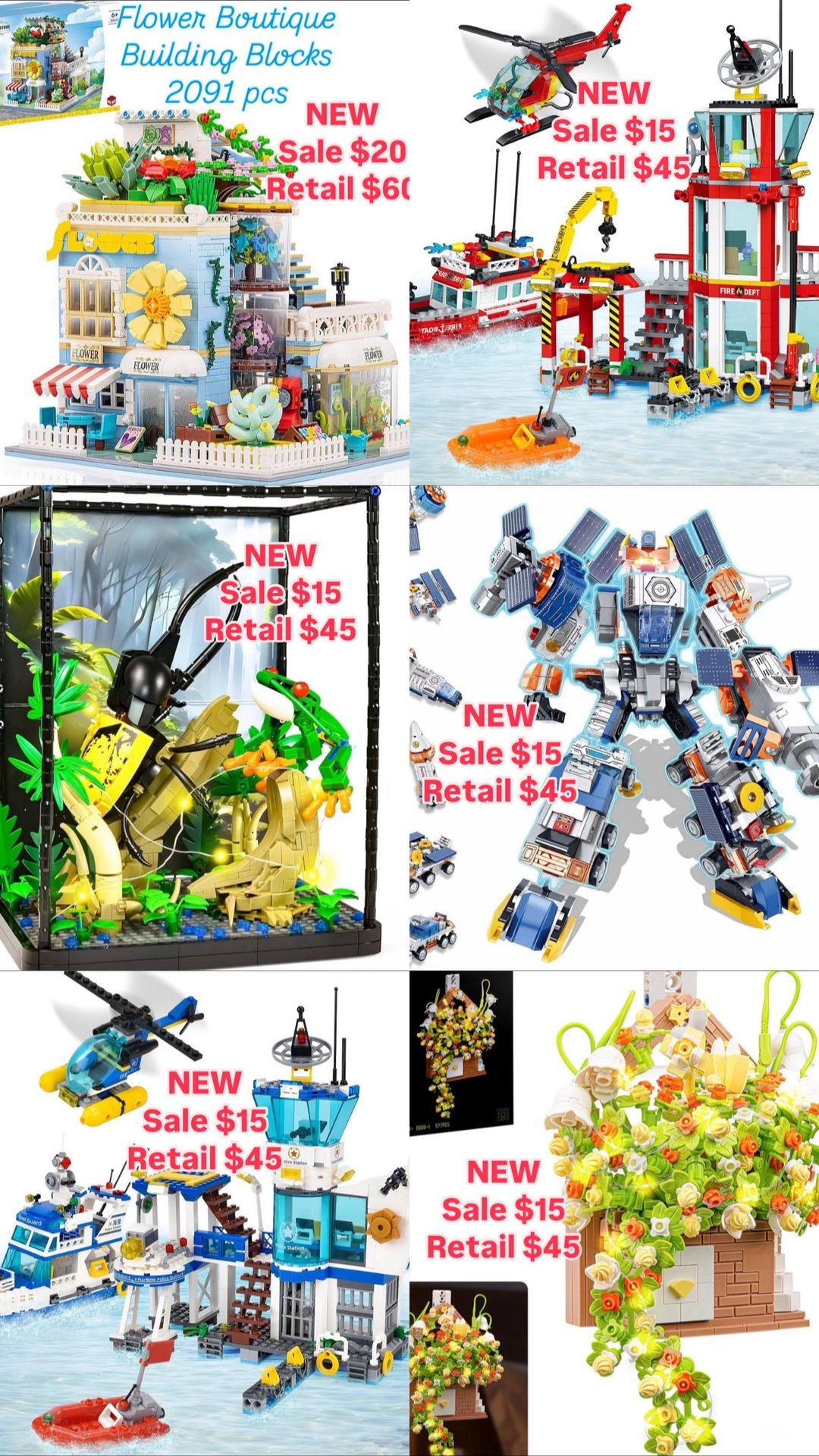 NEW Building Block Brick Sets $15-20