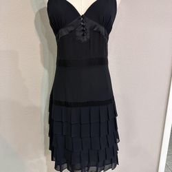 French Connection Black Mini Dress with Ruffles
