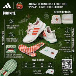 Brand New Adidas Ultraboost x Fortnite 'Pizza' — Size 10 US (Limited Edition)