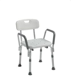 Silla de ducha Drive Medical Premium con respaldo y brazos acolchados, blanco
