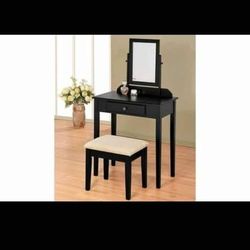 BRAND NEW Black Vanity With Stool