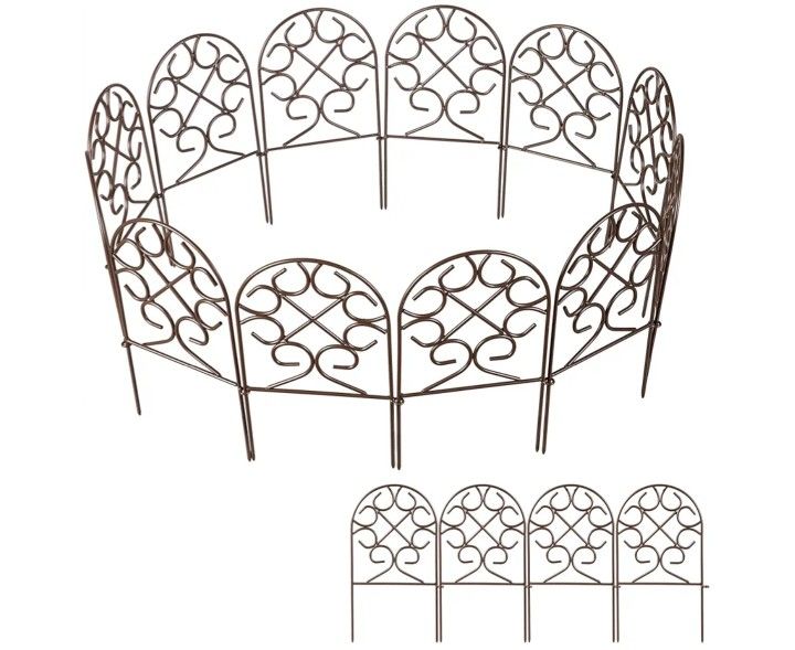  Scroll Metal Landscape Edging Border, 9 ft Decorative Garden Fence Panels Animal Barrier, No Dig Edging for Flower Bed, Yards, Lawn