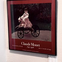 Framed Contemporary Claude Monet “Girl on Bicycle” Print 