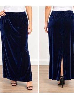 Bridgetown Collections Deep Blue Velvet Maxi Skirt