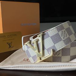 Louis Vuitton Initial Belt (White Checkered)[30-33][105CM=EUR90] (SHIPPING ONLY)
