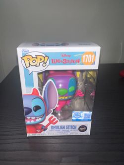 LIMITED EDITION BLACKLIGHT CHASE Devilish Stitch Funko Pop #1701 Disney Movies LE Halloween Horror