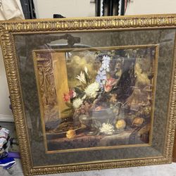 Floral Oil Painted Picture. Heavy Duty Gold Frame 