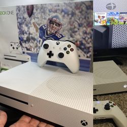 Microsoft Xbox One S 1TB White Console In Box With OEM Controller + Wires Tested