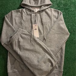 Alo Yoga Grey Tracksuit Set Hoodie + Pants Size L