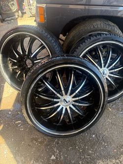 Black Chrome Multi-Spoke Rim with Tire set of 4