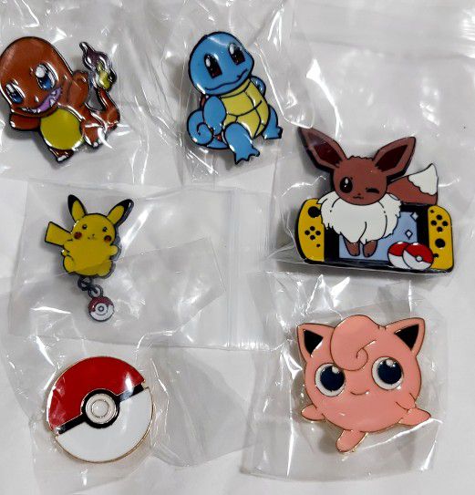 NEW! Assorted Pokemon Pins (Set of 6)