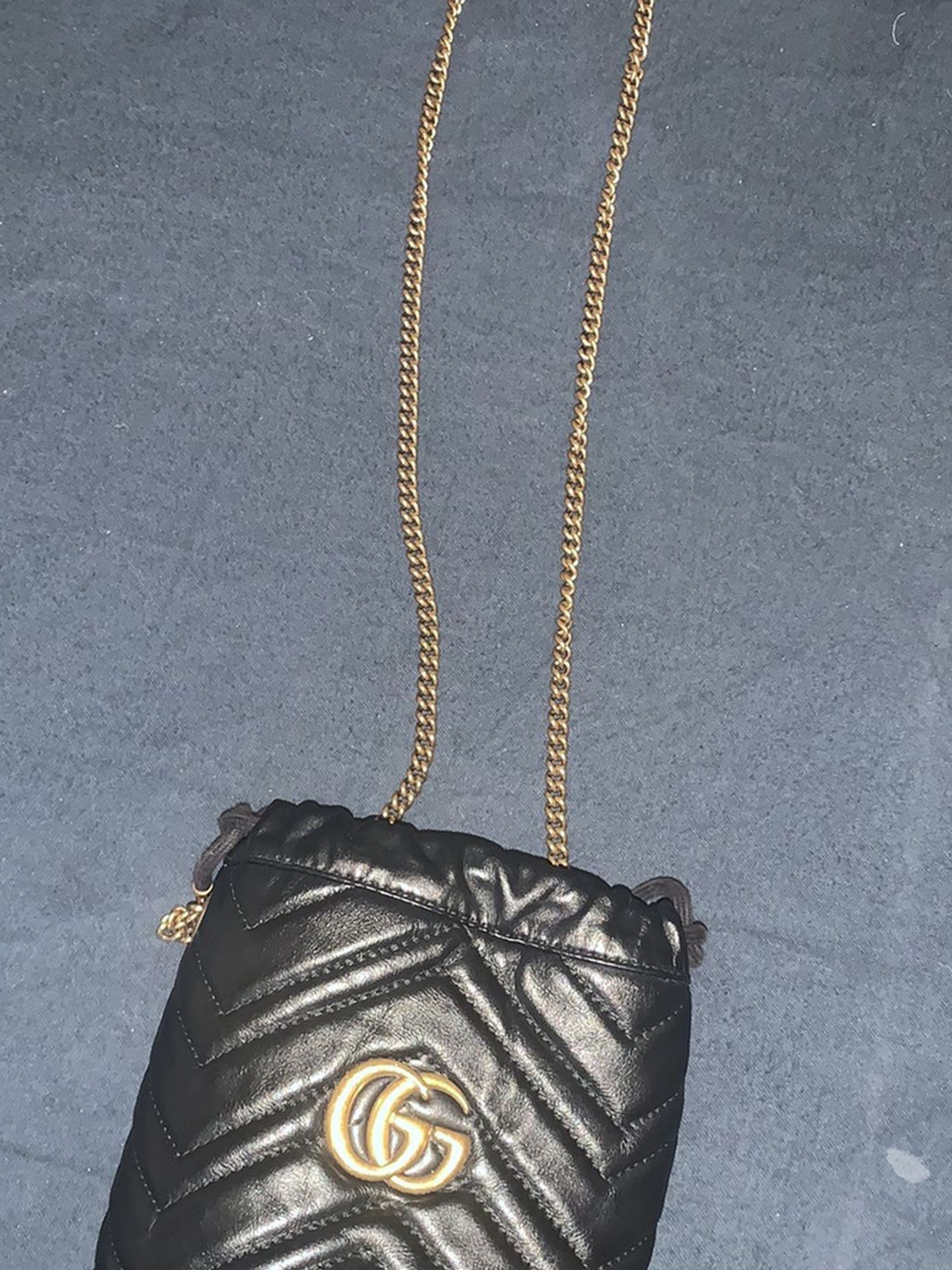 Black Gucci Marmont Mini Bucket Bag