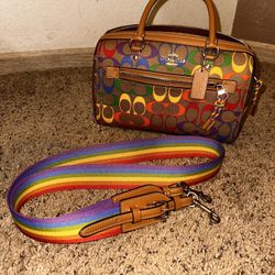 COACH Rowan Satchel Signature Canvas Rainbow Shoulder C4369