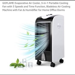 Air Cooler, 3-in-1 Portable Cooling Fan with 3 Speeds and Time Function,