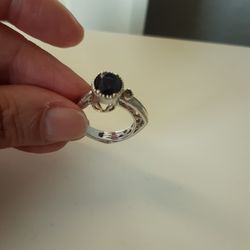 925 STERLING SILVER ABSTRACT RING WITH A REAL TOPAZ AND PERIDOT STONES, SIZE 7