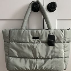 Mint Green Puffer Computer Tote