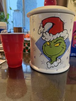 Grinch cookie ceramic canister
