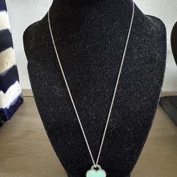 T&Co Please Return To Tiffany Blue Heart Ag 925 18 Inch Necklace