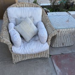 Wicker Chair And Table… Antique Living Room Set