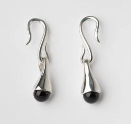 Black onyx pearl earrings - Silver