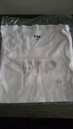 FTP Rhinestone Logo Women's Tank Top in White. Size: Large