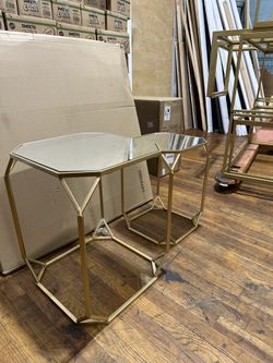 Hexagon Mirrored Side tables
