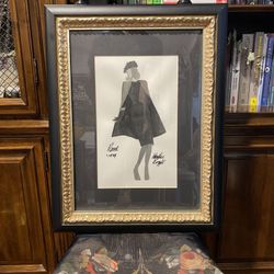 Vintage Original Watercolor Fashion Illustrations Framed  2 Versions Available 